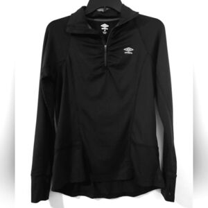 UMBRO BLACK LONG SLEEVE THUMBHOLE HIGH LOW HEM ACTIVE WEAR TOP SIZE M